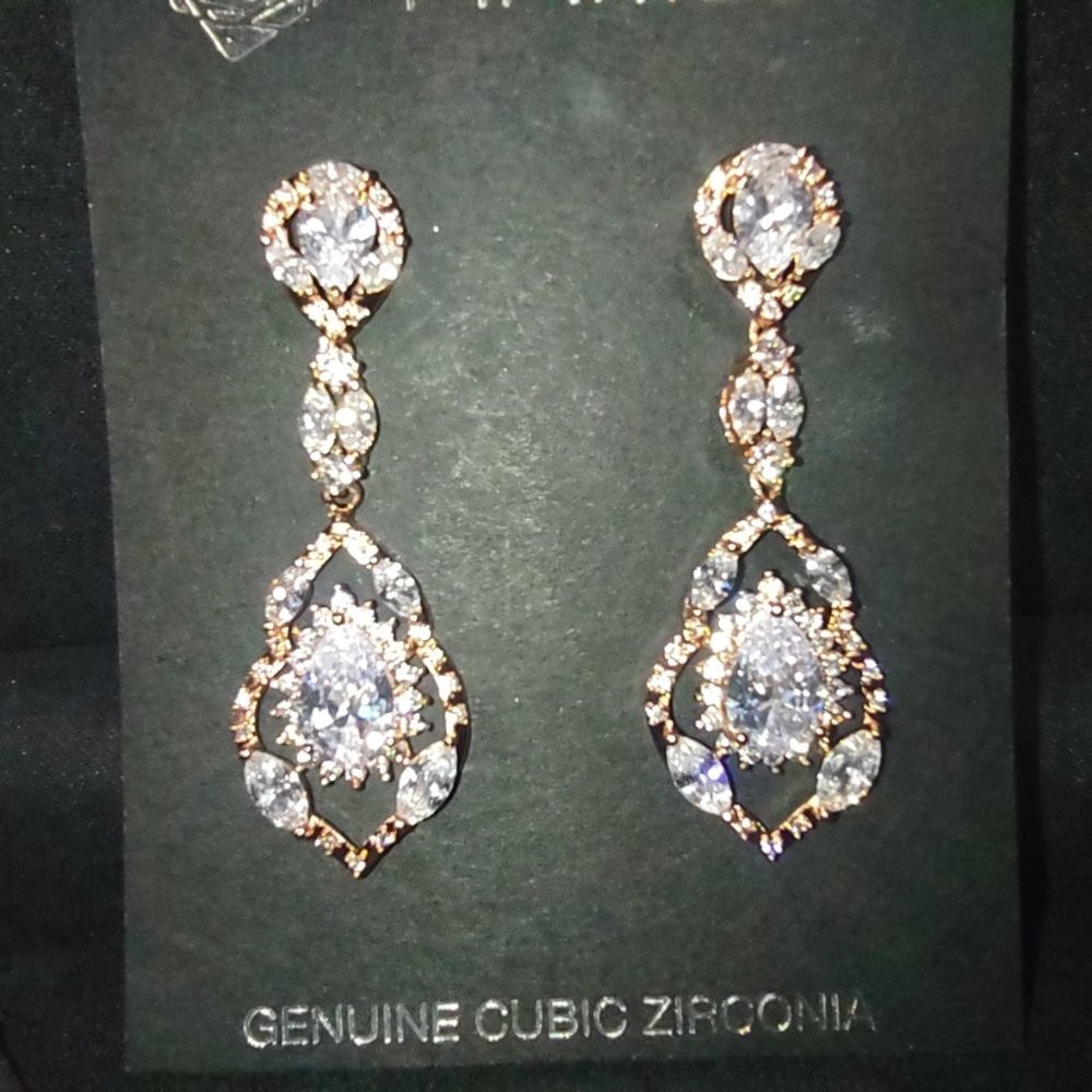 Mariell Bridal Rose Gold Dangle Earrings